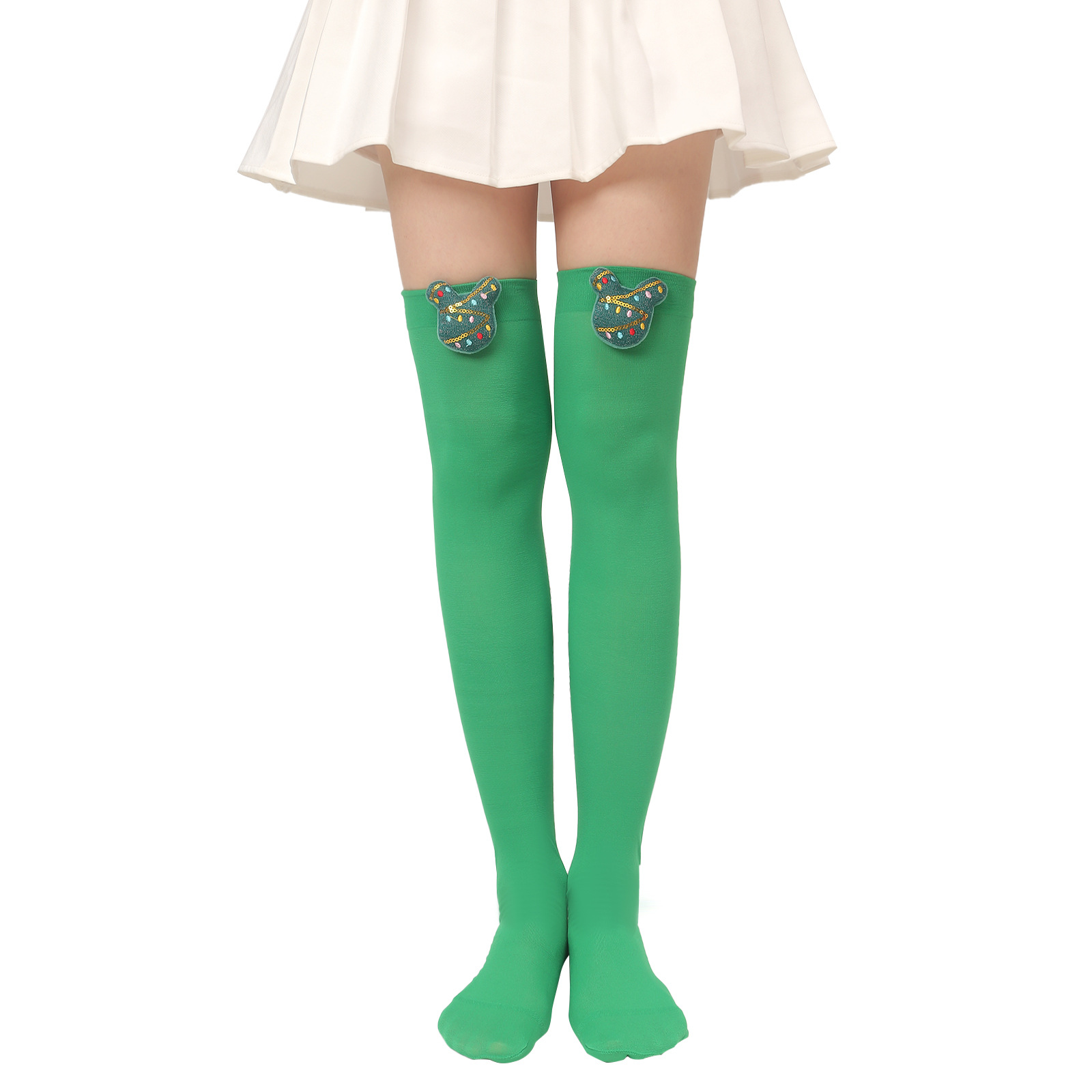 Irish Saint Thigh High Stockings Shamrock Striped Over Knee Sock